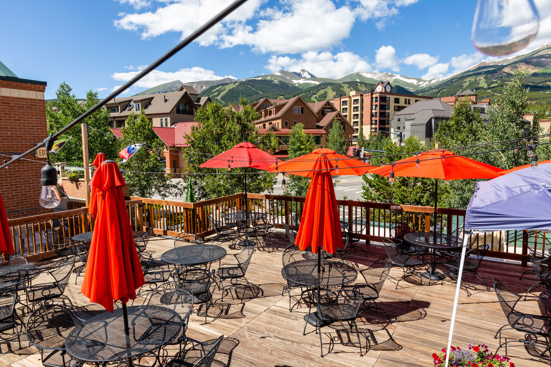 View of the Ten Mile Range from the roof top patio at South Ridge Seafood Grill in Breckenridge